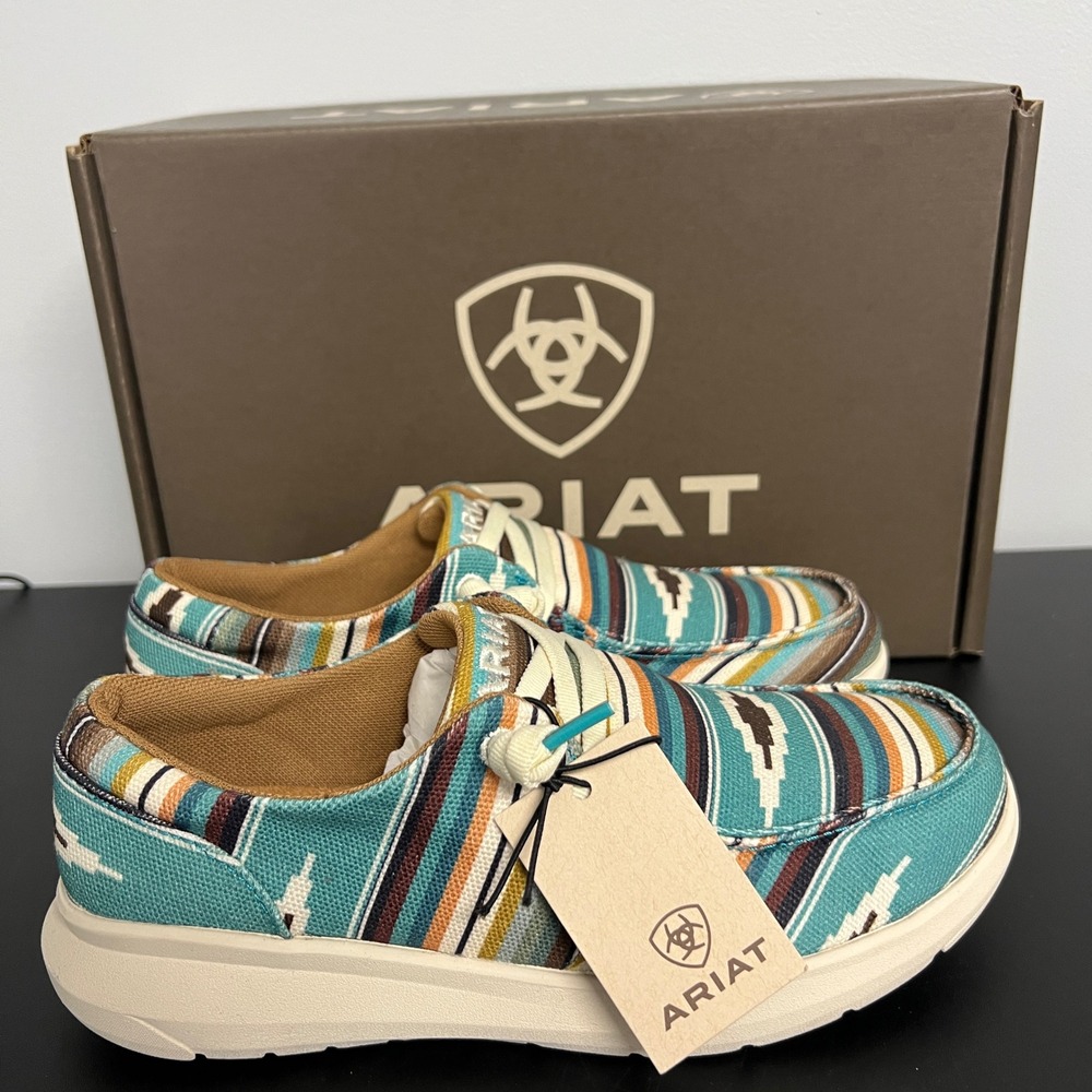 Ariat Hilo Womens 5.5 Turq Serape Southwestern Moc Toe Loafers 10044590